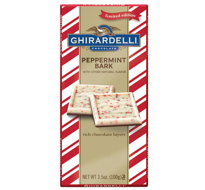 Ghirardelli upright chocolate bar peppermint bark - milk. 